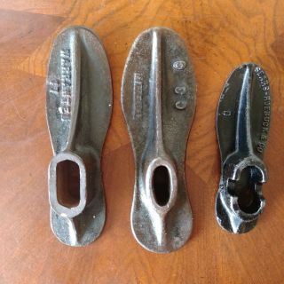 Set Of 3 Vintage / Antique Cast Iron Cobbler’s Shoe Forms