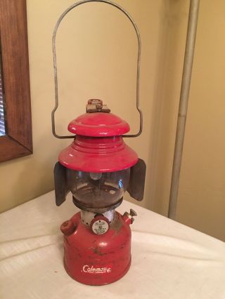 Vintage Red Coleman Lantern,  200a With Handle Reflector Dates 3 ‘63