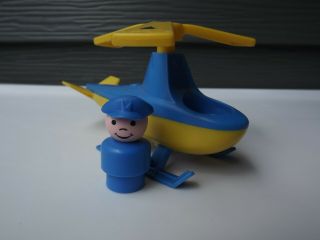 Vintage Fisher Price Little People Helicopter and Pilot 2