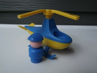 Vintage Fisher Price Little People Helicopter and Pilot 3