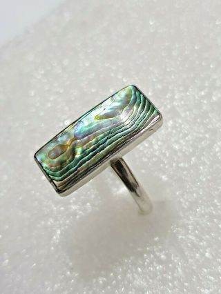 Gorgeous Sparkling Vintage Mother Of Pearl Ring Solid Silver 925 Ring O1/2 P