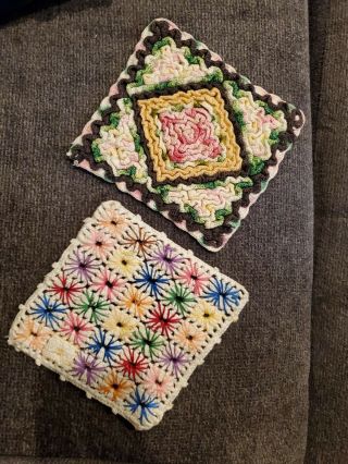 Vintage Hand Crocheted Potholders Hot Pads,  Trivets 2