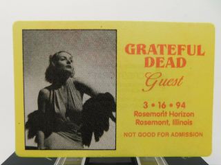 Vintage Grateful Dead Backstage Pass 3 - 16 - 1994 Rosemont Horizon Ill