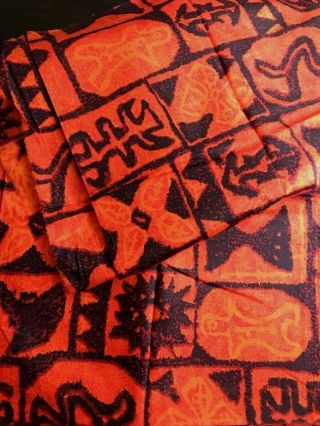 Vintage Hawaiian Textiles Vhy Cotton Fabric Red Orange Yds 34 " X 45 "