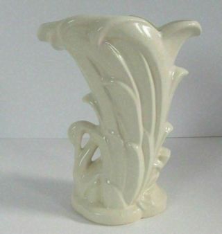 Vintage Mccoy Pottery Matt White Swan Vase 9 1/4 "