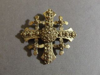 Vintage Accessocraft Nyc Signed Egyptian Revival Maltese Cross Pin Brooch