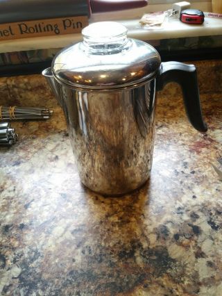 Vintage Revere Ware Copper Bottom Stove Top Coffee Percolator Bin 1001