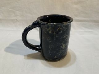 Vintage 1967 Bennington Pottery Mug David Gil Dark Blue Agate Sponge Ware Thumbp
