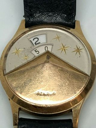 Benrus Dial - O - Rama Jump Hour Chevron Swiss Watch Vintage Wrist Watch