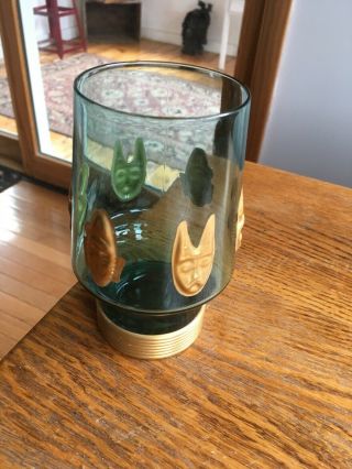 Very Rare Vintage Imperial Aqua And Gold Drinking Glasses Mid Century Modern