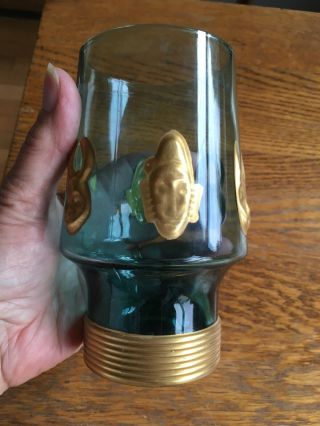VERY RARE VINTAGE IMPERIAL AQUA AND GOLD DRINKING GLASSES MID CENTURY MODERN 3