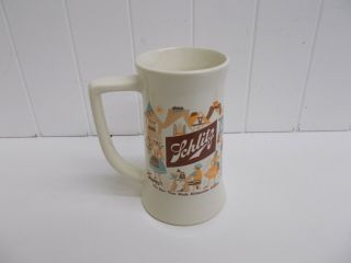 KW - 168 Vintage Schlitz 6” beer mug glass cup Bavarian October fest motif ceramic 2