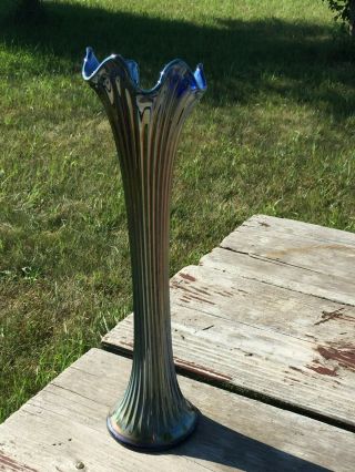 Vintage Ribbed Carnival Glass Vase 2