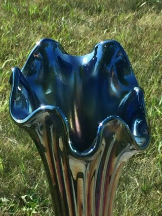Vintage Ribbed Carnival Glass Vase 3