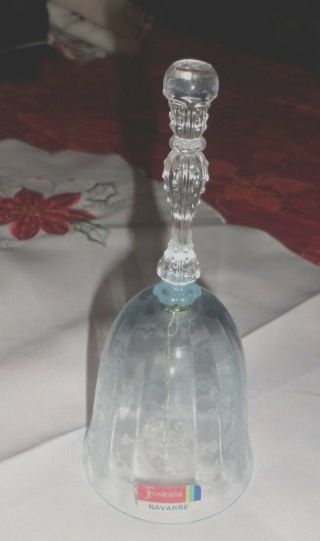 Vintage 1980 - Gorgeous Blue 6.  25 " Fostoria Navarre Finely Etched Glass Dinner Bell