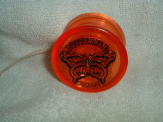 Vintage 1970s Duncan Butterfly On Top Yo - Yo Yoyo Orange