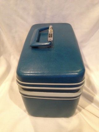 VINTAGE Samsonite Silhouette Blue Train Case Suitcase Luggage Make Up Carry On 3