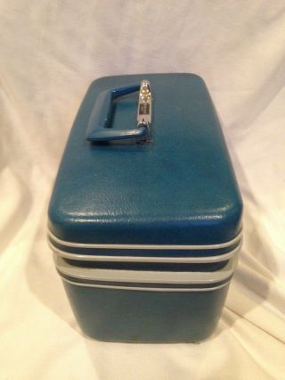 VINTAGE Samsonite Silhouette Blue Train Case Suitcase Luggage Make Up Carry On 4
