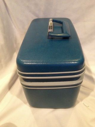 VINTAGE Samsonite Silhouette Blue Train Case Suitcase Luggage Make Up Carry On 5