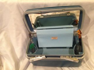 VINTAGE Samsonite Silhouette Blue Train Case Suitcase Luggage Make Up Carry On 6