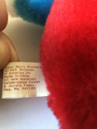 Vintage 80s 1988 Nintendo Mario Brothers Mario Plush Toy Doll 11.  5” 4