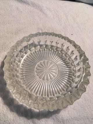 Vintage Heavy,  Very Large Crystal Pressed Glass Ashtray Design