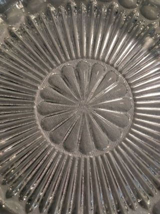 Vintage Heavy,  Very Large Crystal Pressed Glass Ashtray Design 2