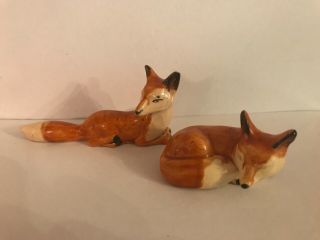 Fox Figurines,  Vintage Unmarked,  Approx.  5” Long X 2.  75” High & 3”x 2.  25
