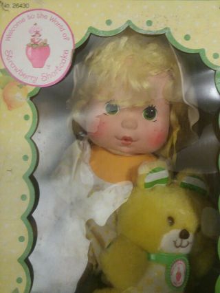 Vintage 1982 Strawberry Shortcake Friend Baby Lemon Meringue Doll W/jelly Bear