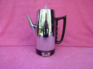 Vtg 1960s General Electric Immersible Chrome 9 - Cup Percolator Coffee Pot Maker