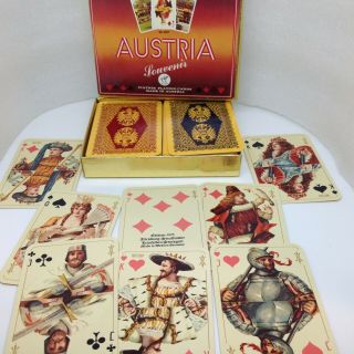 Vintage Piatnik 1975 Austria Souvenir Playing Cards 2 Decks Made In Germany