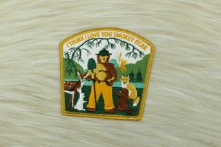 Vintage 1976 I Think I Love You Smokey Bear Patch Us Forest Service 4 " X 3 7/8 "