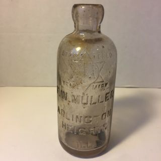 Vintage Antique F.  W.  Muller Arlington Heights Illinois Soda Bottle