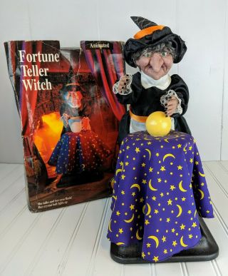 Rare Vintage Gemmy Large Fortune Teller Witch Animated Crystal Ball Halloween