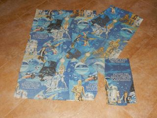 Vintage Bibb Star Wars Twin Sheets Flat Fitted & Pillowcase Luke Leia Han Chewy