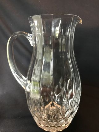 Vintage Paneled Cut Crystal Glass Pitcher 9 - 1/2” Tall