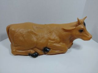 Vtg Tpi Christmas Nativity Lighted Outdoor Blow Mold Brown Ox Oxen Steer Cow 23 "