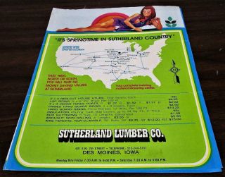 Vintage Sutherland Lumber Co.  Des Moines Ia Hardware Store Dealer Sales Paper V