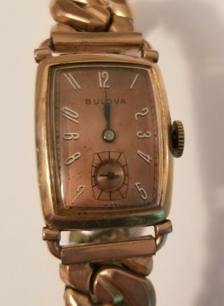 Vintage Bulova 17 Jewel Watch,  14k Gold Filled Bezel With R.  G.  Spiedel Band.