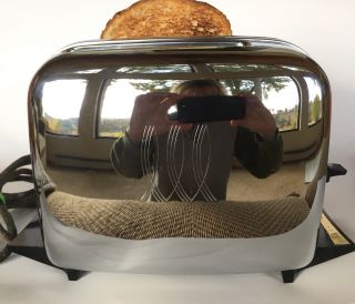 Vintage Toastmaster Automatic Pop Up Toaster 1b24 Art Deco Chrome 2 Bread Slice