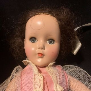 Arranbee R&b Nancy Lee 14” Brunette Hard Plastic Vintage 50’s Doll Toy Pink Gown