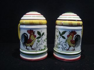 Vintage Ucagco Ceramics Rooster & Roses Early Provincial Salt & Pepper Shaker