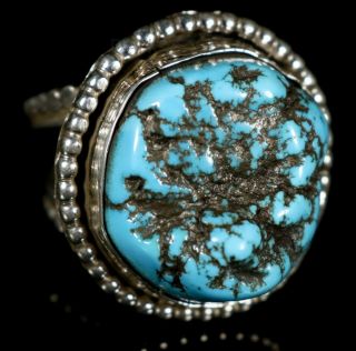 Old Pawn Vintage Navajo Natural Nugget Turquoise Sterling Ring Size 10