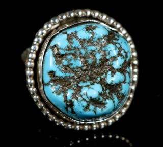 Old Pawn Vintage Navajo Natural Nugget TURQUOISE Sterling Ring Size 10 2