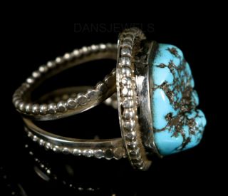 Old Pawn Vintage Navajo Natural Nugget TURQUOISE Sterling Ring Size 10 5