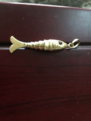 Vintage 9ct Gold Articulated Lucky Fish Charm Or Pendant