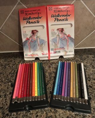 Vtg Kimberly Watercolor Pencils 24 Colors Vibrant 700 - 24a Usa Made