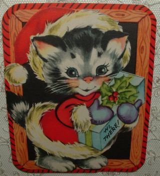 - Adorable Girl Kitty Santa,  Cat - 1940 