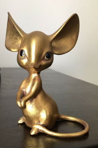 Vintage Freeman Mcfarlin California Pottery Gold Leaf Anthony Mouse Figurine 6 "
