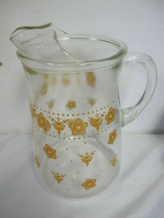 Vintage Butterfly Gold Corelle Glass Ice Lip Beverage Water Pitcher Libby Rare